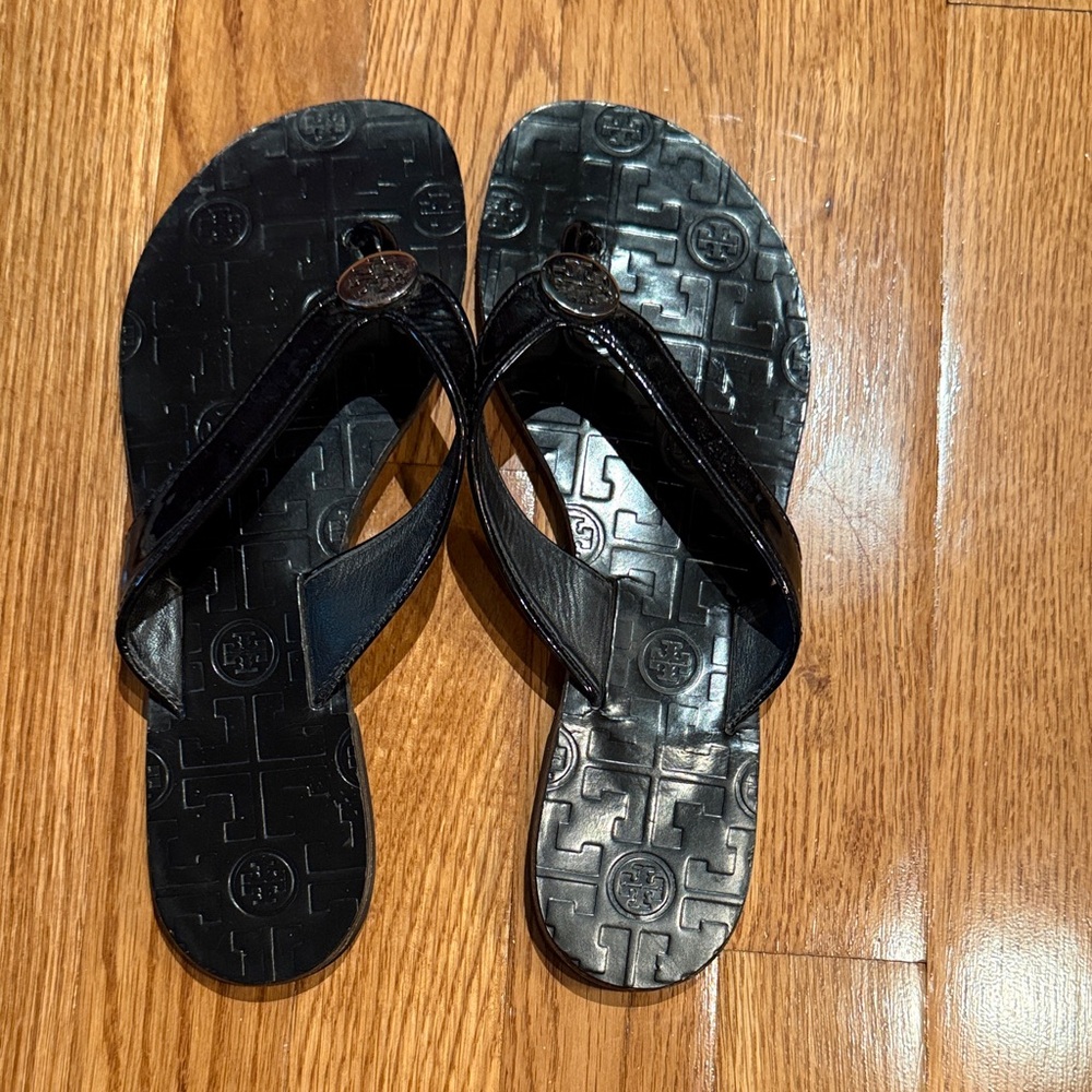 Tory Burch Glossy Black Sandals